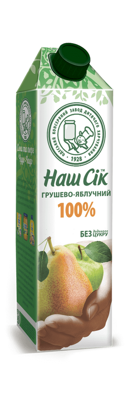 Сік НАШ СІК грушово-яблучний, відновлений, пастеризований, 0,95, л